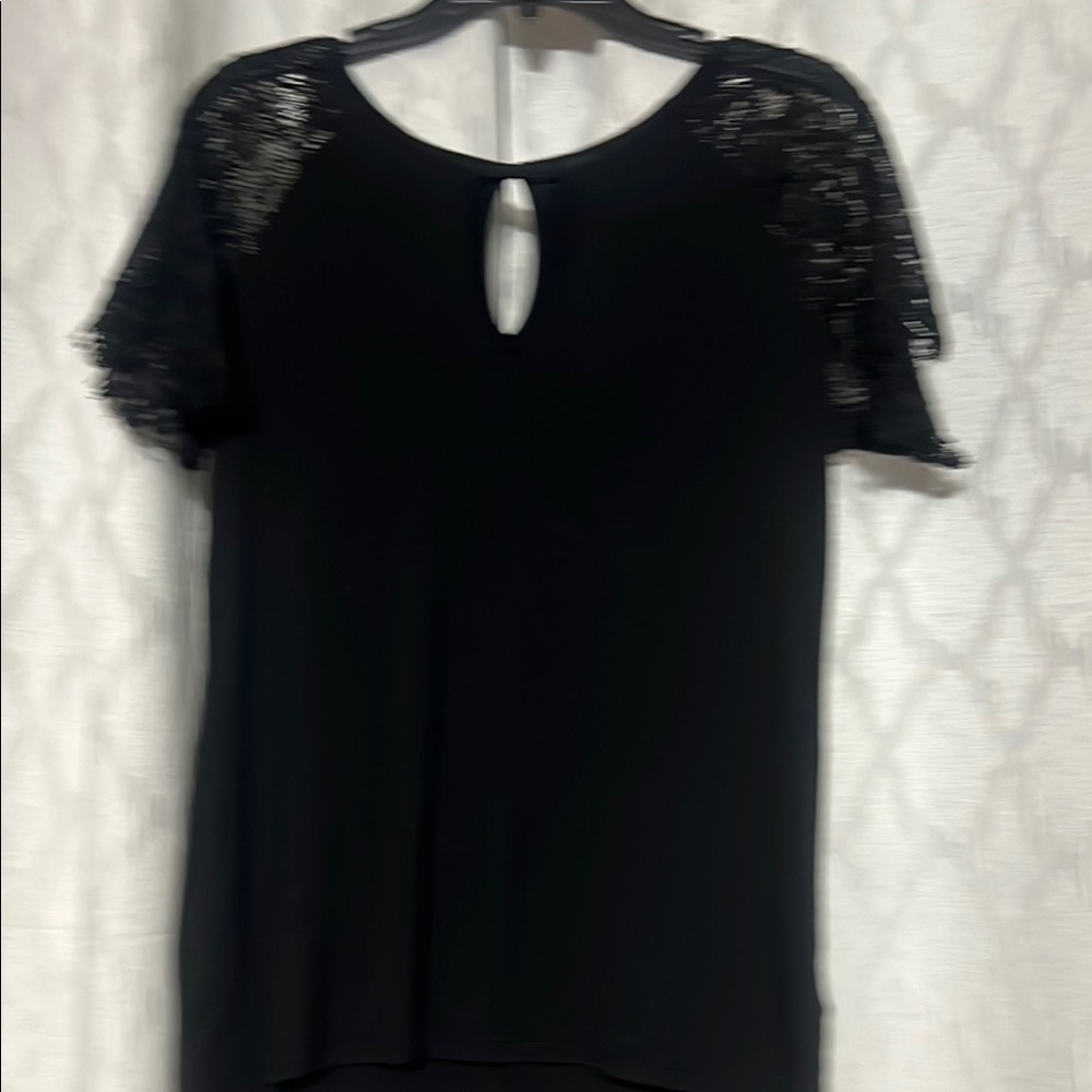 Elegant Black Lace Sleeve Top